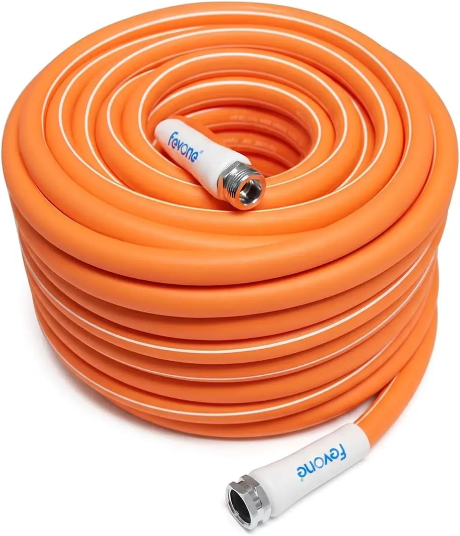 

100 ft Kink-Free Garden Hose, 5/8" Drinking Water Safe, Ultra Flexible & Lightweight with 3/4" Aluminum Fittings, Leak-Proof