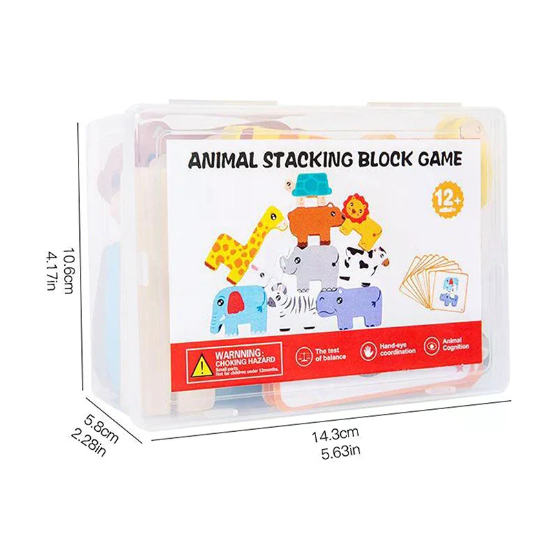 나무 동물 쌓기 블록 게임 모양 맞추기 퍼즐 균형 장난감 몬테소리 소근육 훈련 교육용 장난감 어린이용