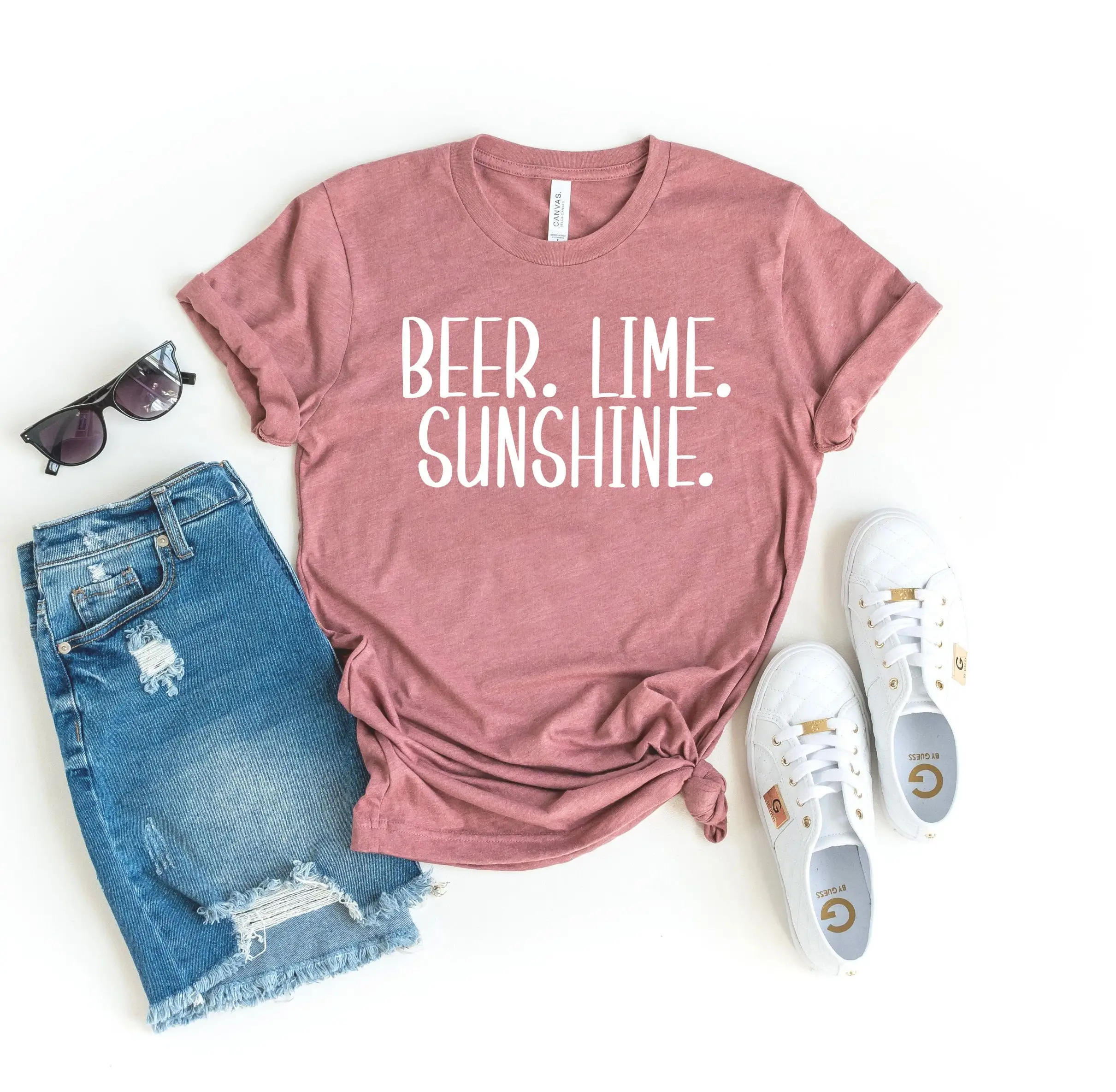 Beer lime and sunshine shirt summer vacation vaca funny drinking shirts lover day