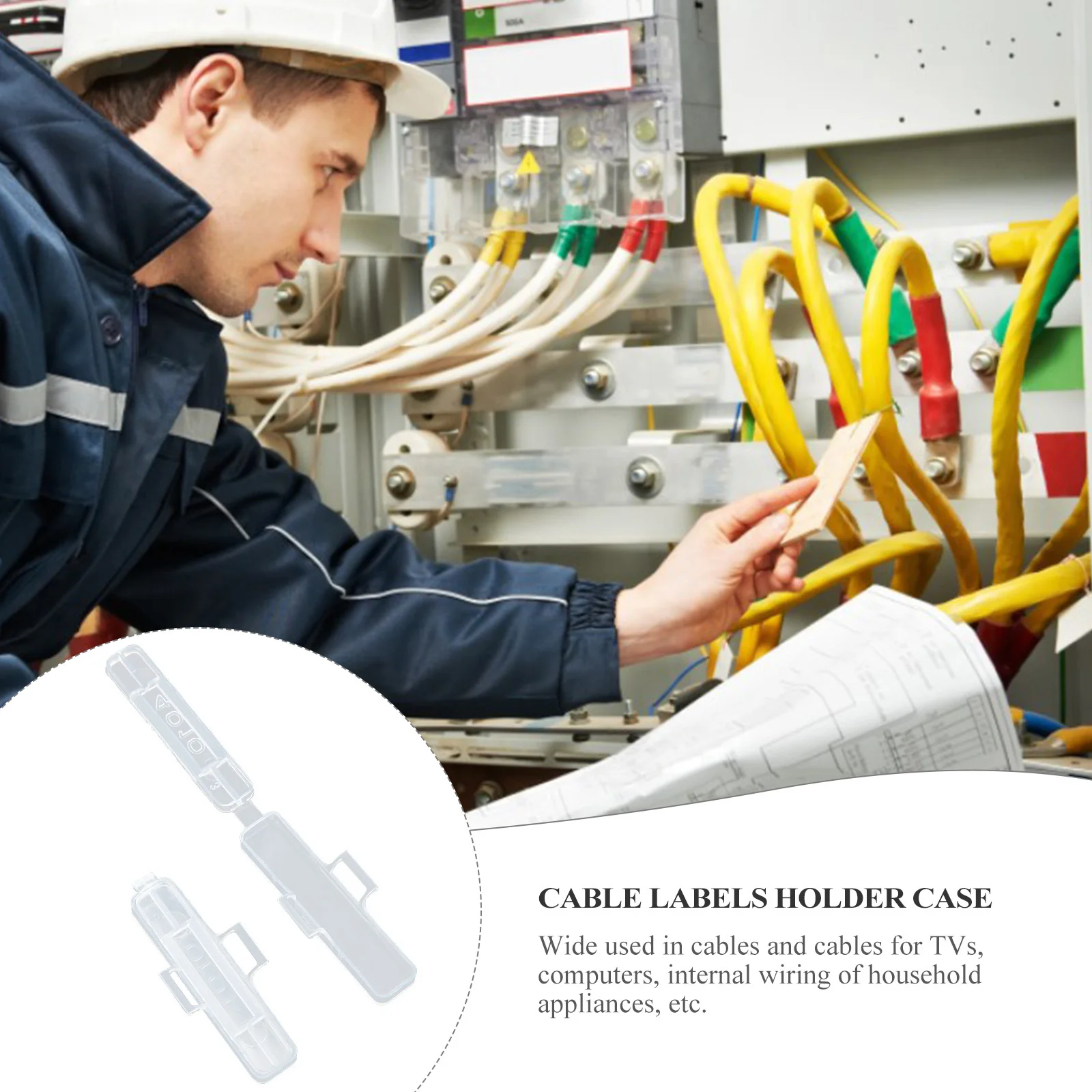 

100 шт., идентификационный чехол для кабельной этикетки, прозрачный пластиковый держатель для бирки для компьютерной техники