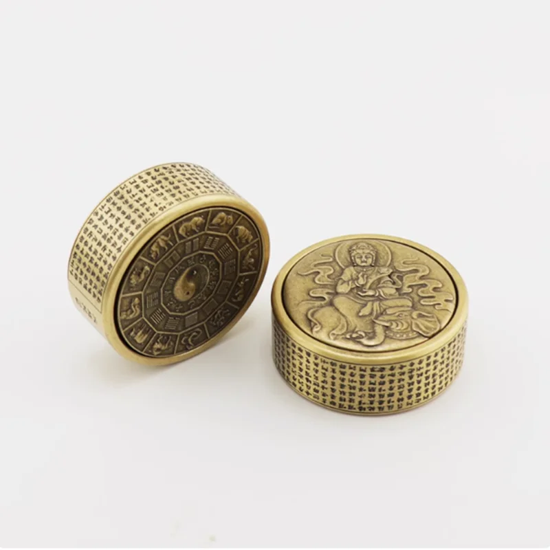 

Metal Zen Buddha Buddhist scripture Adult Anxiety Stress Relief Toys Fingertip Gyroscope Brass double-sided Exquisite Gifts