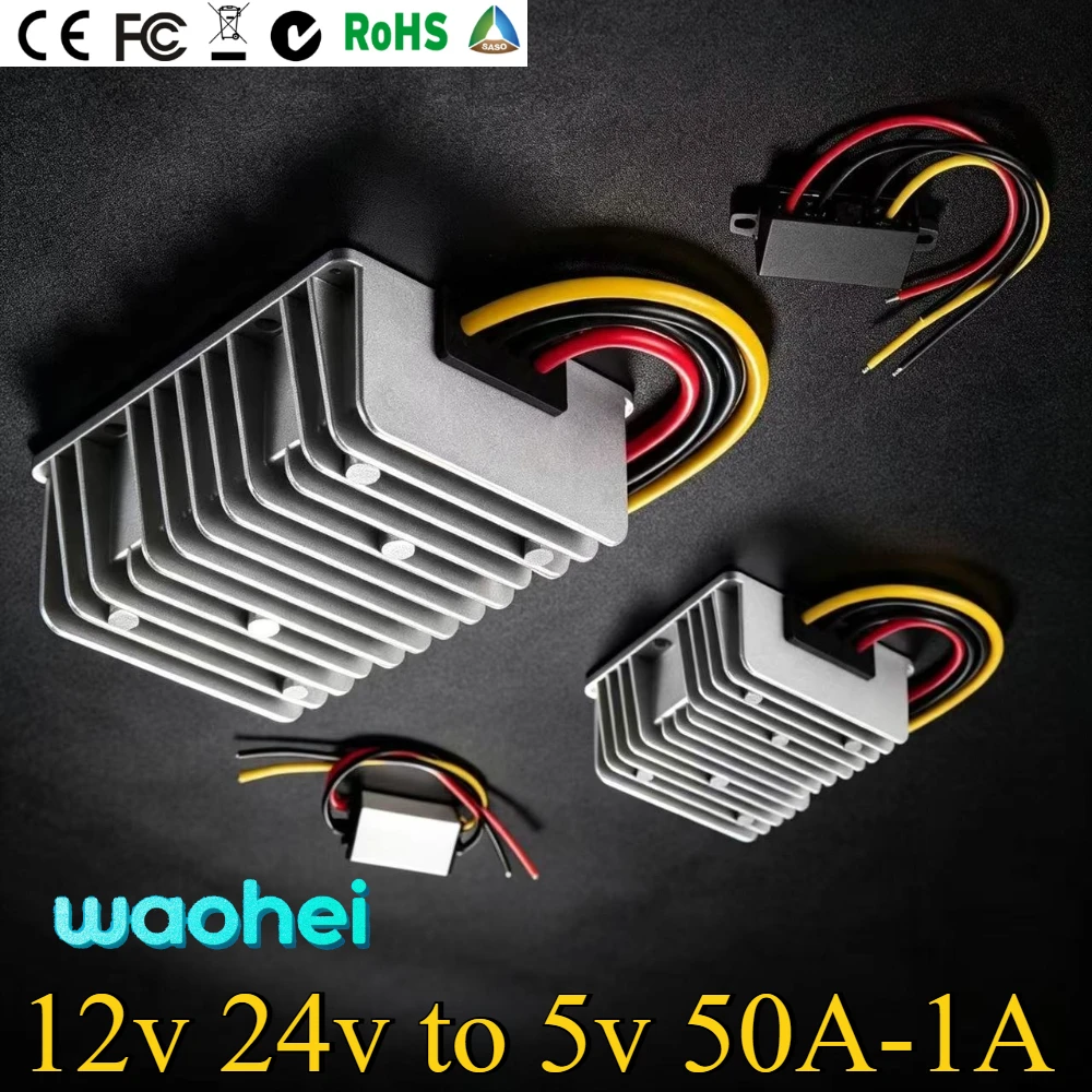 12V 24V to 5V 50A-1A Step Down Voltage Converter Voltage Reducer DC Converter Regulator 12 Volt to 5 Volt Buck Power Supply ROHS