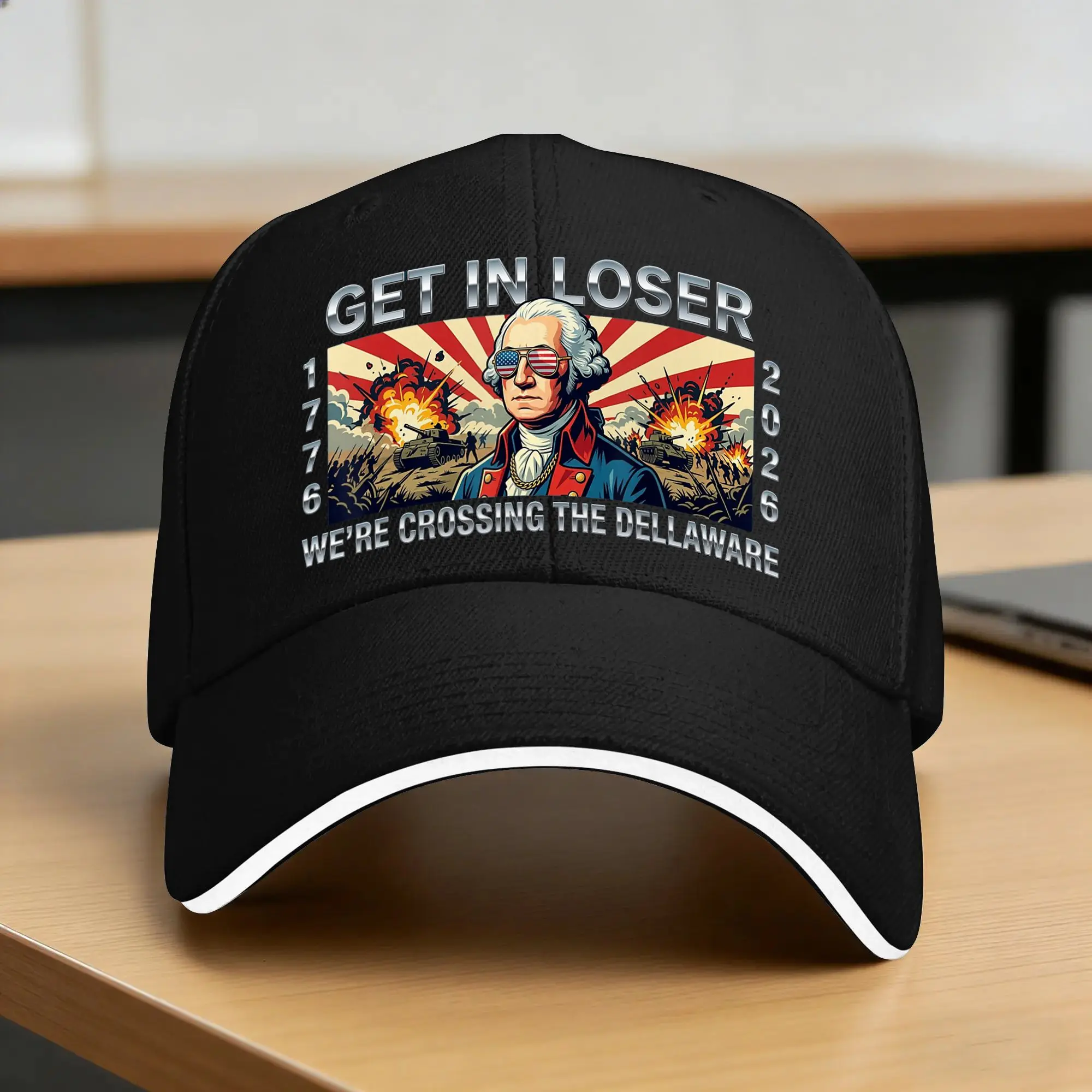 Get in Loser We're Crossing The Delaware Funny 4th of July Casual Baseball Cap Summer Trucker Hat Hip Hop Hats y2k Baseball Caps