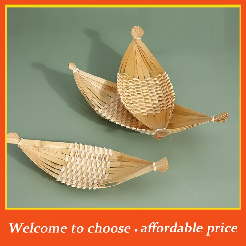 **Boat-Shaped Bamboo-Woven Fruit Basket Living Room Storage Tray Snack Basket Dried Fruit Plate Eco-Friendly Kitchen Organizer'