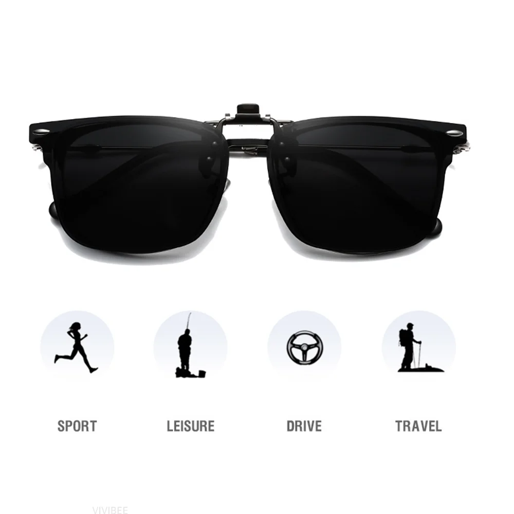 VIVIBEE-Lunettes de soleil polarisées à clipser, sans monture, pour la conduite de nuit, anti-absorbe ouissement, à la mode, vert miroir