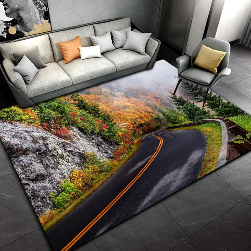 Roadside Scenery Carpet for Living Room Home Decor Large Area Rug Natural Landscape Bedroom Floor Mat Bathroom Non-slip Doormat