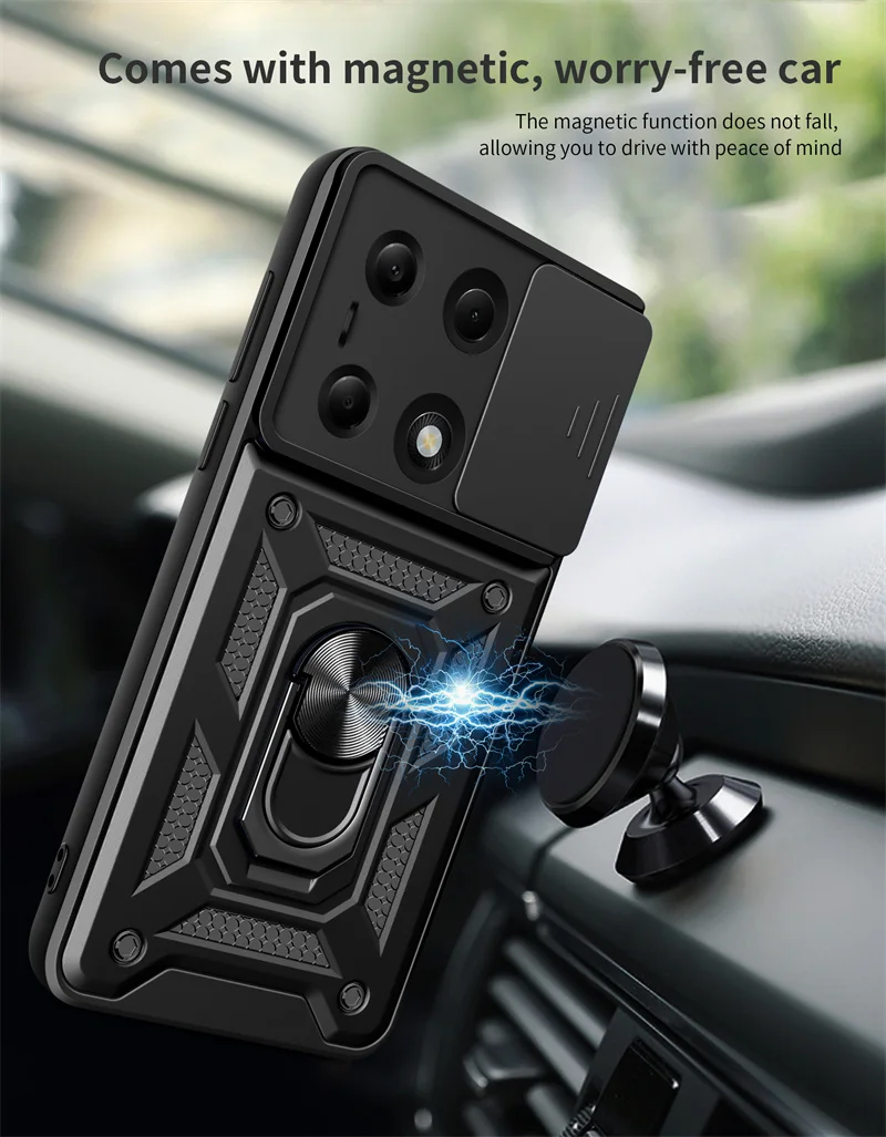 For Redmi Note 13 Pro 4G Case Shockproof Armor Phone Cases For Xiaomi Redmi Note 13 Note13 Pro 4G Magnet Ring Holder Back Cover