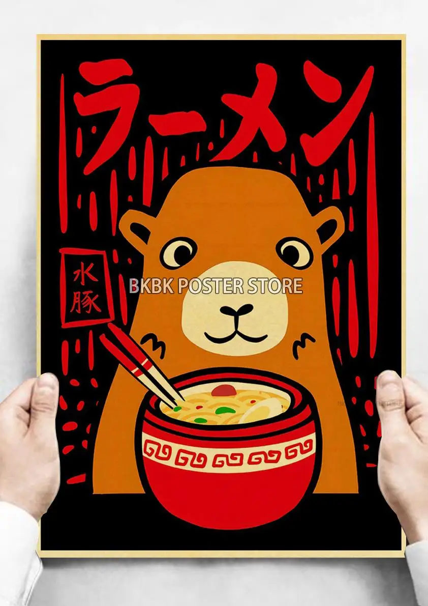 Animal Capybara Poster Corner Psychology Nostalgia Kraft Paper Print Art Canvas Painting Cafe Harajuku Bar Wall Pictures Decor