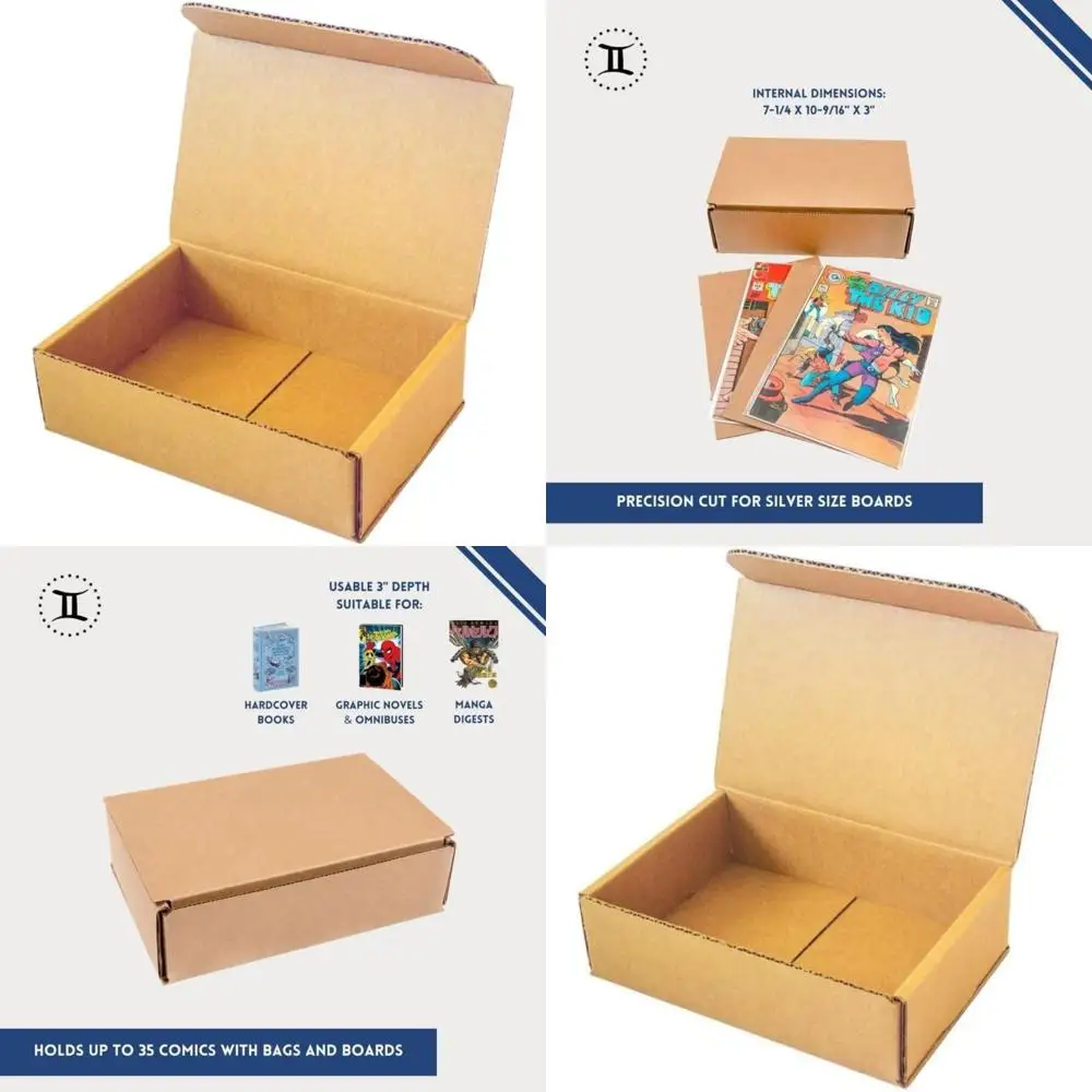 Comic Box Mailers - Pack of 25 with Filler Pads, Ships Up to 35 Comics, Current Size Boards, Heavy Duty Protection for Comic Boo