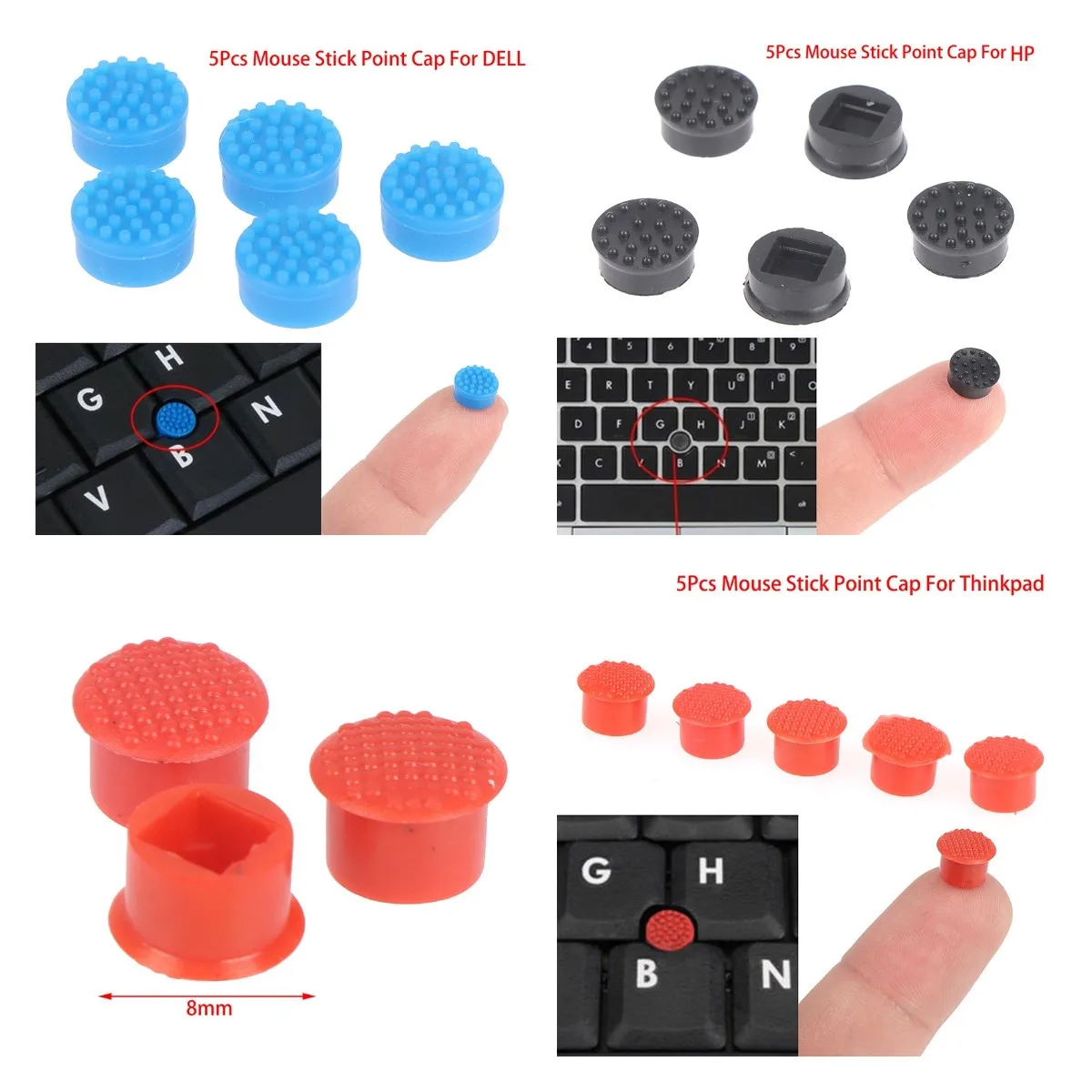 

5pcs Laptop Keyboard Trackpoint Pointer Mouse Stick Point Button Cap