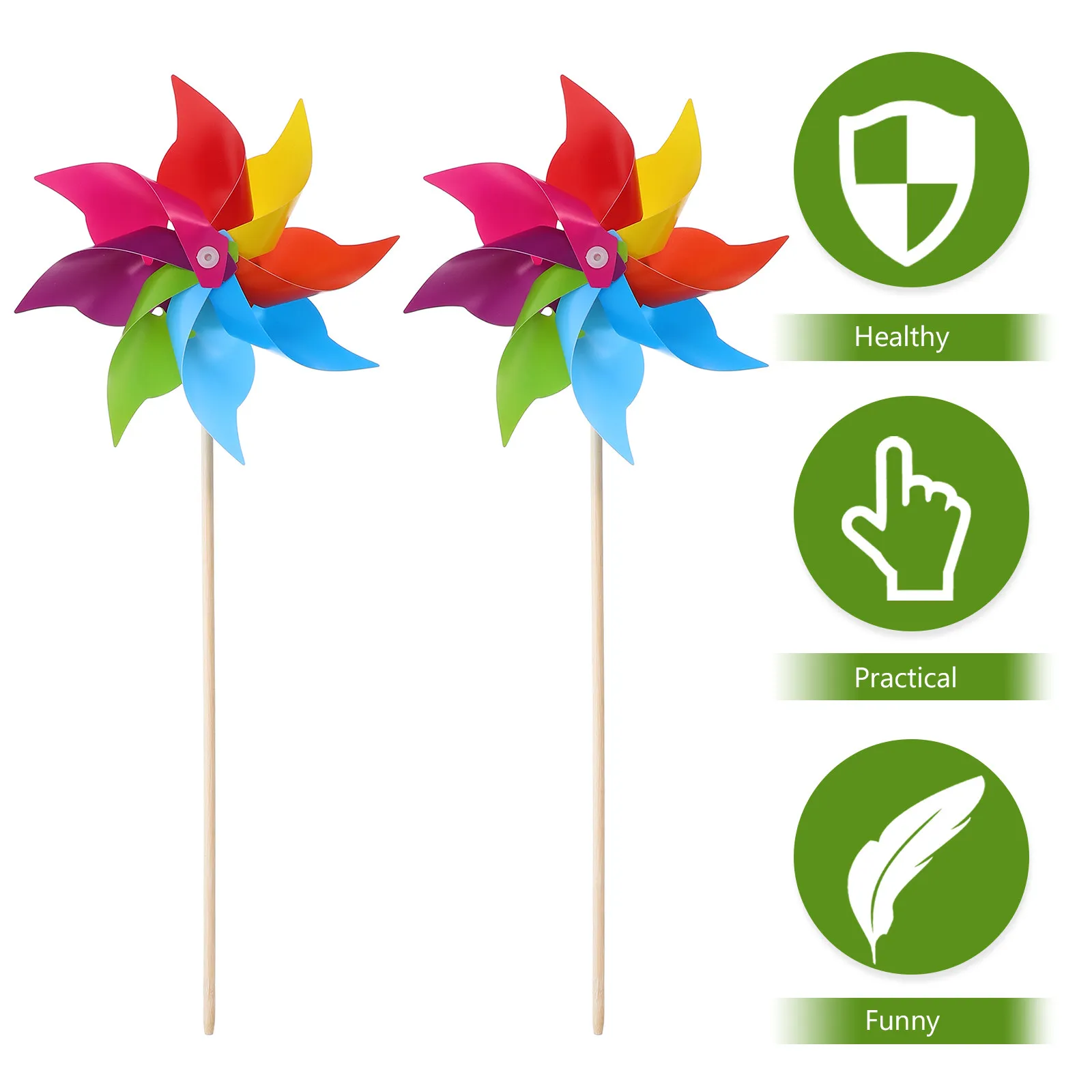 2Pcs Rainbow Pinwheel Windmill Decor for Garden Flowerpots Courtyard Balcony Outdoor Landscape Decoration Party Wedding Scene
