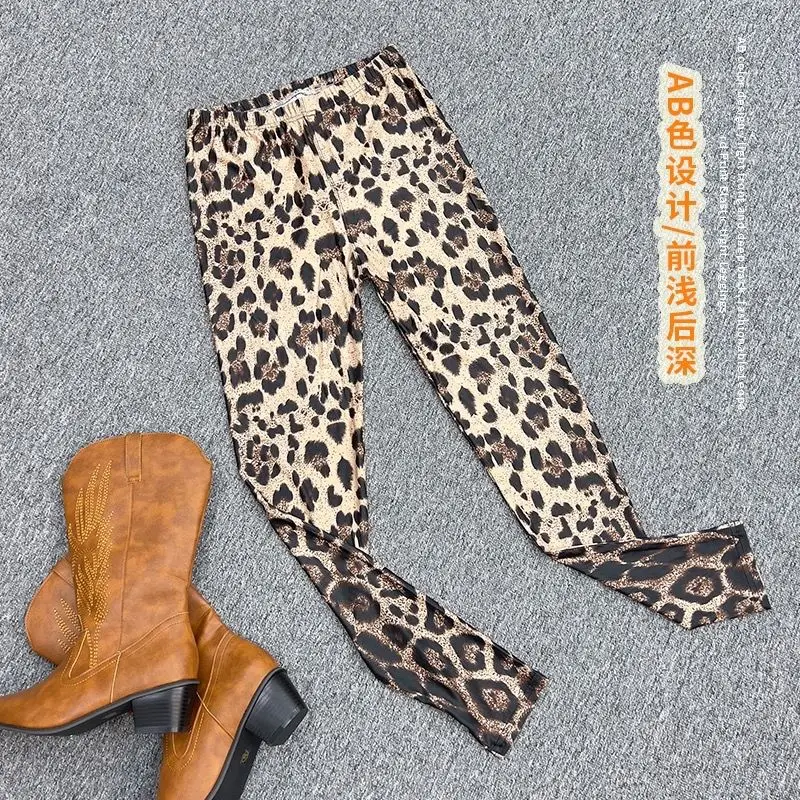 European American Leopard Print Outer Leggings Stretch Printed Fashion Trend New High Waist Versatile Thin Pencil Pants