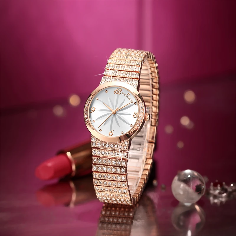 WEELUCKS 1001 ساعة للمرأة موضة فاخرة ساعة نسائية 3ATM مقاوم للماء سوار فولاذي غير قابل للصدأ ساعة كوارتز لحفلة الأعمال #6