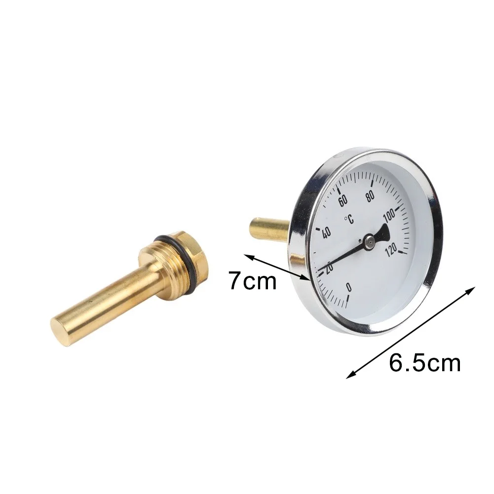 Analog Water Temperature Meter with Copper Sheath for 2 Inch Threaded Mounting in Residential and Commercial Heating Boilers