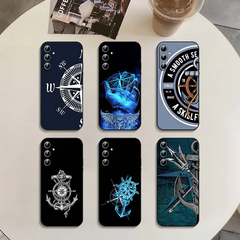 

A-Anchor Compass Nautical Sailor Phone Case For Samsung S24/S25/S22 S30/A51 52/Lite/Ultra/5G/Plus/FE - Slim Shockproof Black Pro