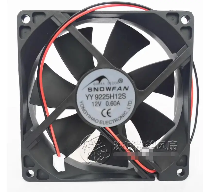 SNOWFAN YY9225H12S ventilador de refrigeración de servidor de 2 cables, DC 12V, 0.60A, 90x90x25mm