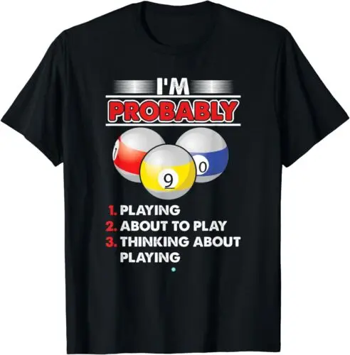 8-Ball Pool Player Billiards Novelty Design Best T-Shirt Size S-5XL