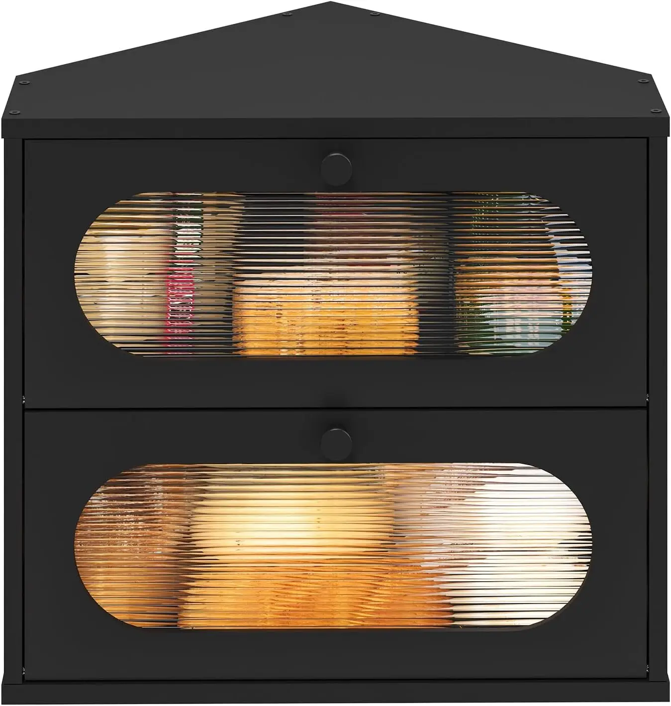 

2-Tier Corner Bread Box with Acrylic Door, Large Capacity Bamboo Storage for Kitchen Countertop