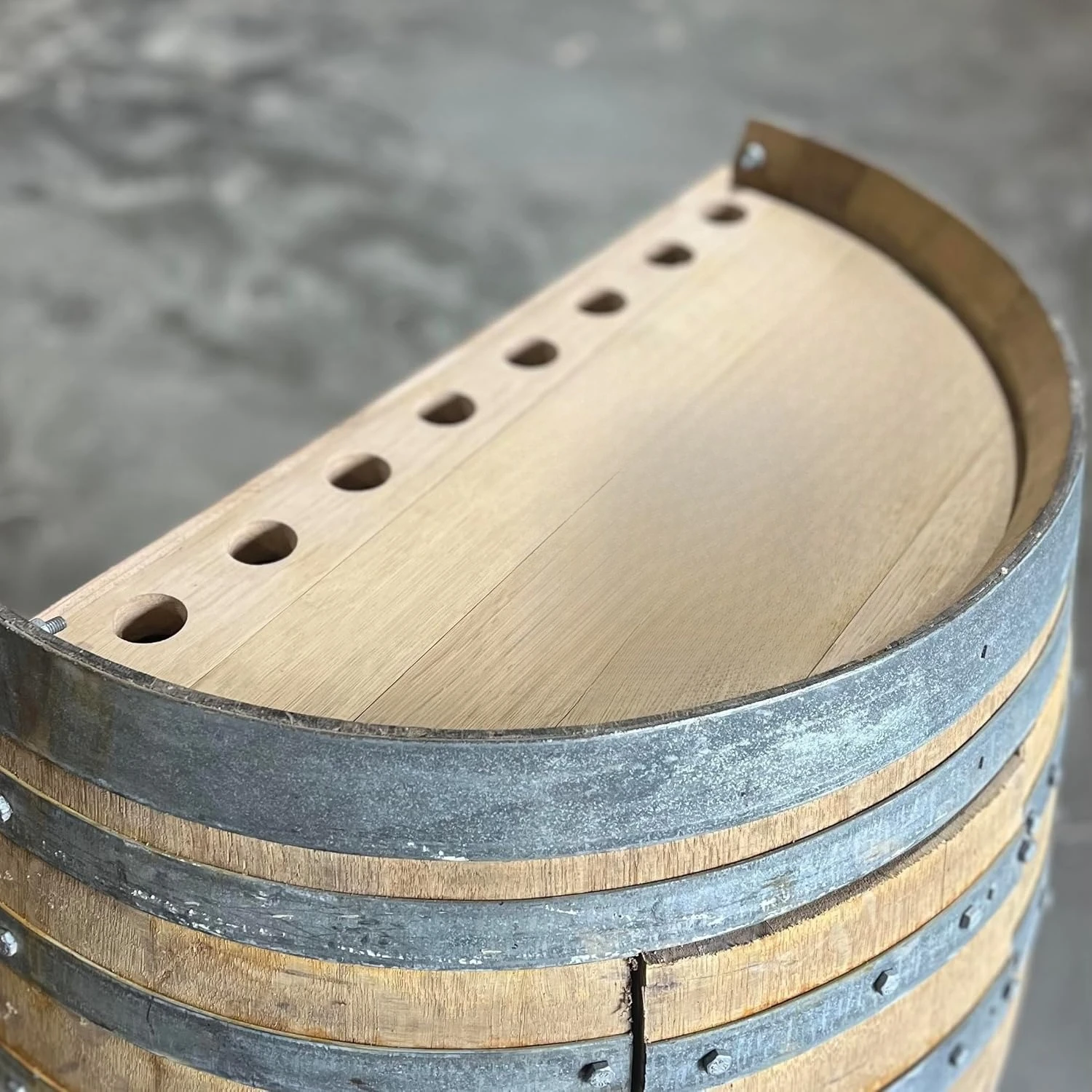 "Wine Barrel Storage Cabinet - Reclaimed Oak Half Barrel with Door, Rustic Farmhouse Decor & Storage"