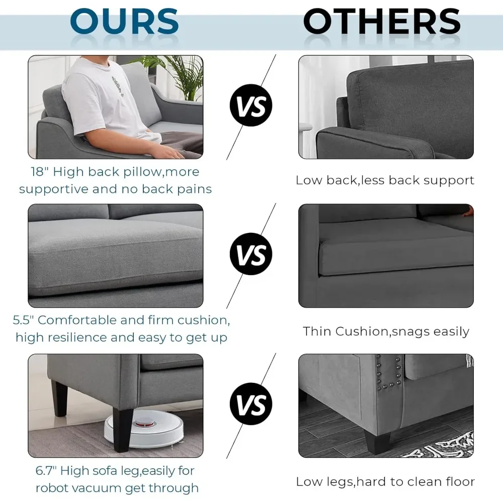 

Pair of Modern Accent Chairs in Grey, Comfortable Armchairs for Bedrooms and Living Rooms, Upholstered Sofa Chairs Ideal for Rea