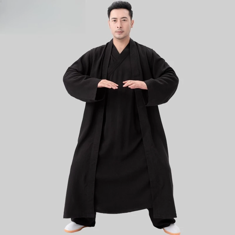 Wudang Style Tai Chi Robe Long Sleeve Linen Blend Martial Arts Uniform Traditional Chinese Kung Fu Clothing for Men Women