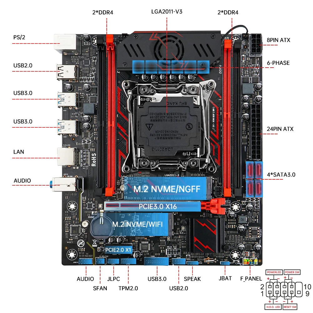 Set scheda madre da gioco SOYO X99 Chipset C612 Pin TPM2.0 con CPU E5 2680 V4 e DDR4 16G (2*8G) 2133 MHz RAM PCIE3.0 per PC desktop