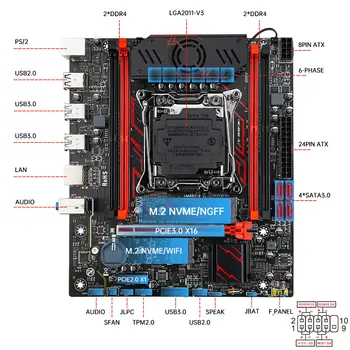 Herní základní deska SOYO X99, čipová sada C612, TPM2.0 Pin, procesor E5 2680 V4 a DDR4 16G (2*8G) 2133MHz RAM, PCIE3.0 pro stolní PC 10 nejlepší prodej Kombinace základní desky CPU - №9
