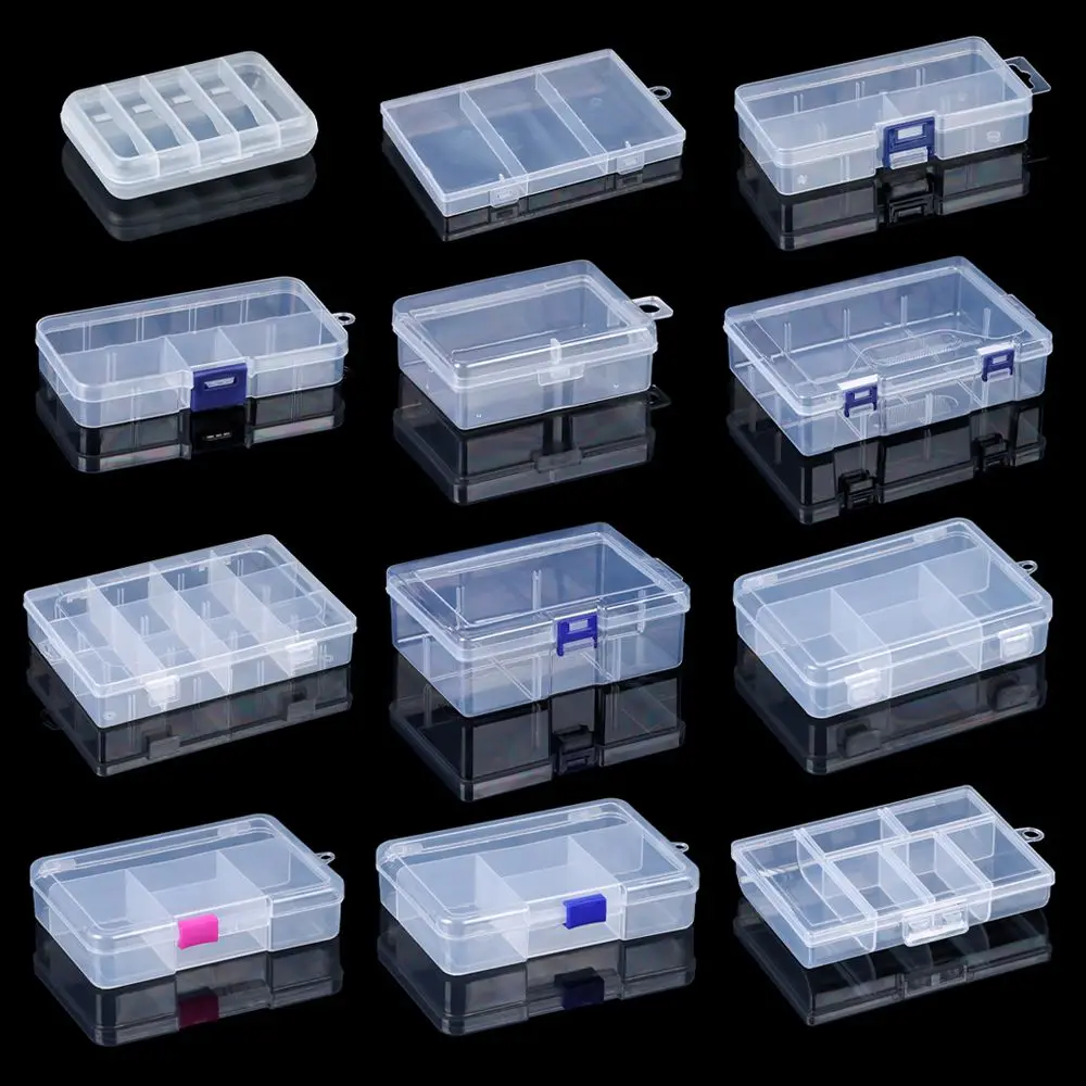 Small Square Transparent Plastic Storage Box Jewelry Beads Container Box Small Items Sundries Organizer Case Home Organization