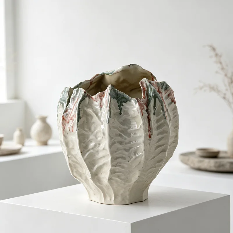 CX wabi-sabi wind advanced sense living room entrance dried flower pottery pot flower arrangement decorative ornament