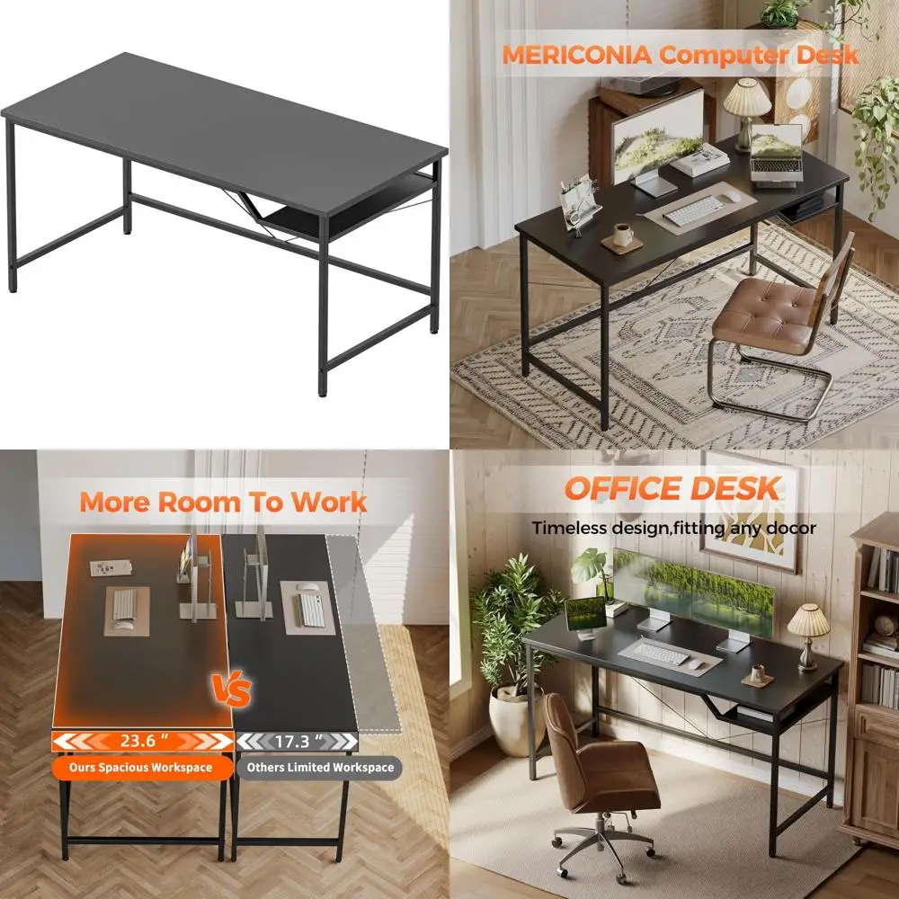 Compact Gaming Desk 48 x 24: Modern Minimalist Home Office Desk for Small Spaces, Ideal for Studying and Writing