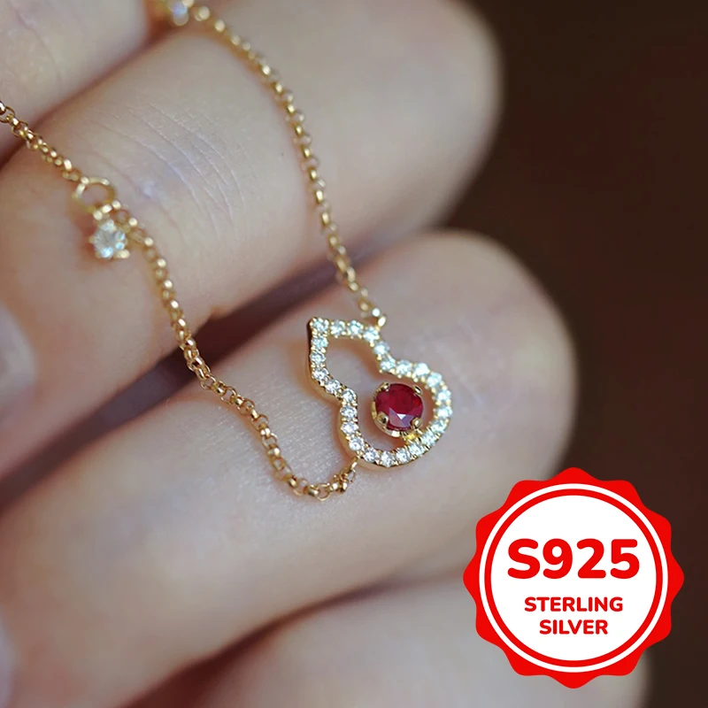 

s925 sterling silver hollow gourd bracelet for women light luxury retro fashion simple trend classic elegant daily