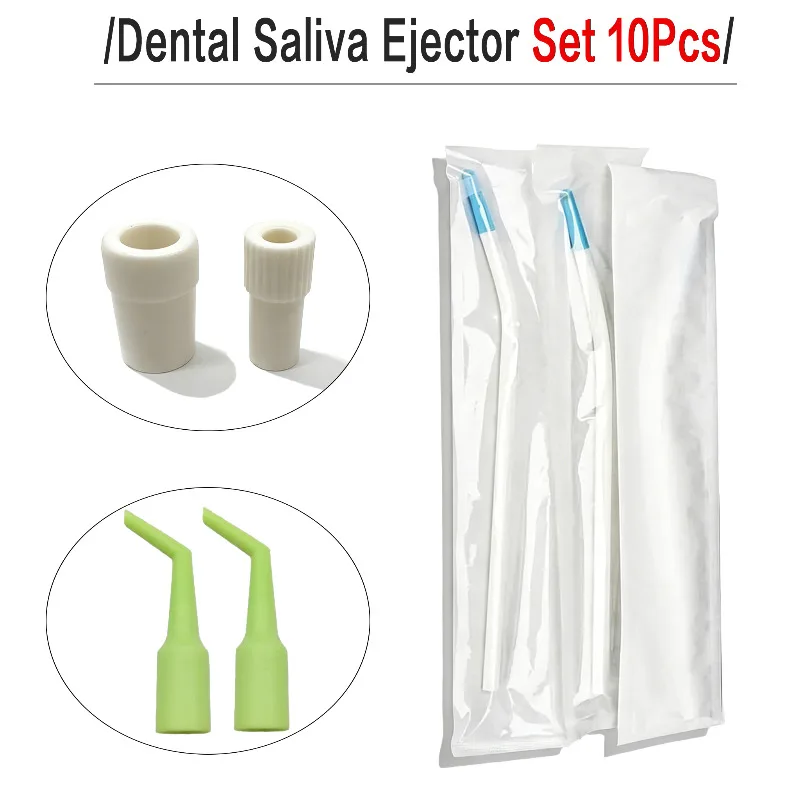 

1Set Dental Saliva Ejector Set Long Curved Tube High Temperature Resistant Blue Tip Plastic Oral Care Disposable Supplies Tools