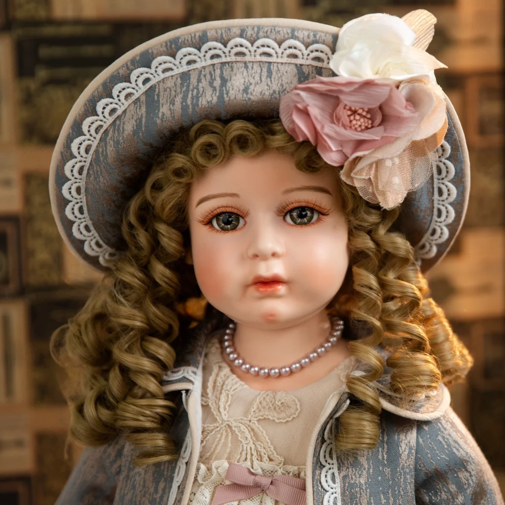 Cloveray 26 بوصة كبيرة الحجم الأصلي الفيكتوري نمط الخزف دمية الرجعية السيراميك القماش الجسم الخزف دمية تحصيل الفن هدية