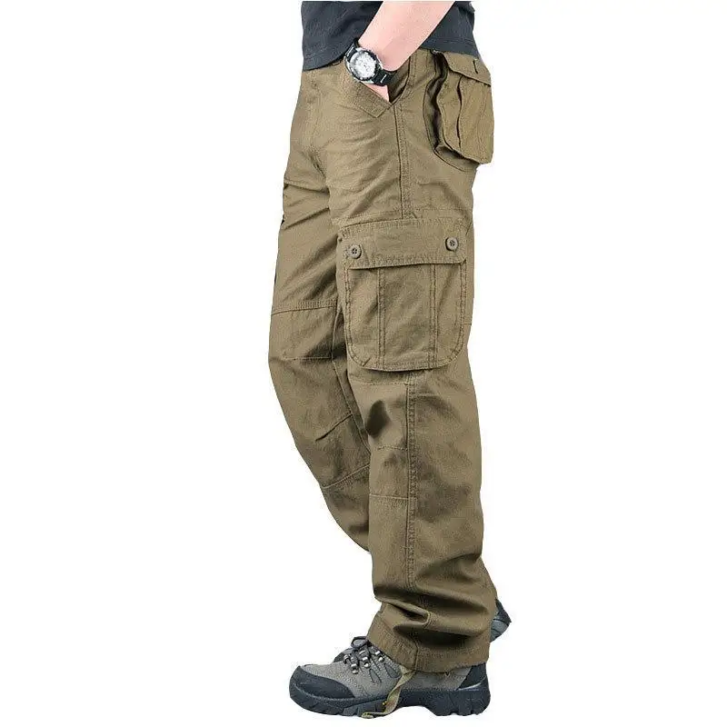 Men\'s Cotton Cargo Pants Spring Autumn Casual Multi Pockets Long Trousers For Men Straight Slacks Military Tactical Pants Man