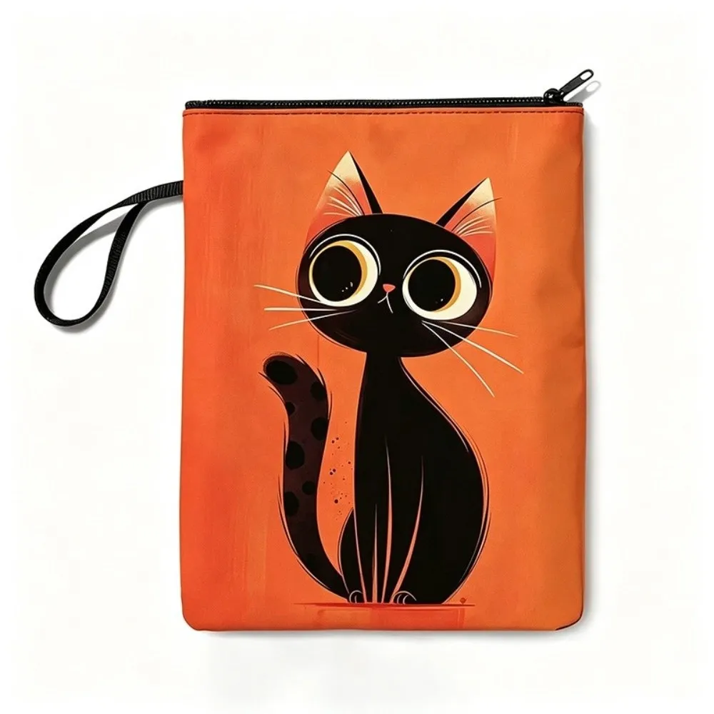 Large Capacity Cat Print Makeup Bag Portable PVC Book Sleeve Water-resistant Multifunctional Book Covers Travel Cosmetic Bag