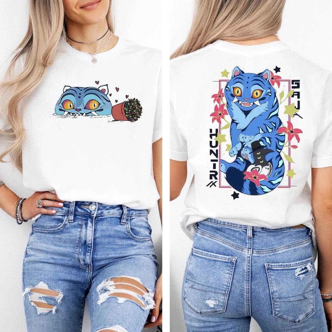 

Kpop Demon Hunter Tiger Shirt Merch Kpop Shirt Hunters Tiger Fan Футболка с графическим принтом Рубашка с короткими рукавами Унисекс Мужчины Женщины Лето