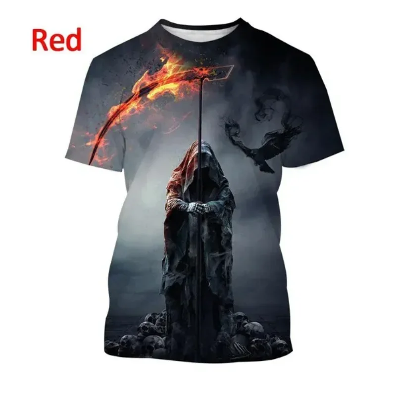 

Hot Sale Gothic Grim Reaper 3D Print T-Shirt Fashion Men Clothing Round Neck Short Sleeve Hip Hop Sreet Style Harajuku Tops Tees