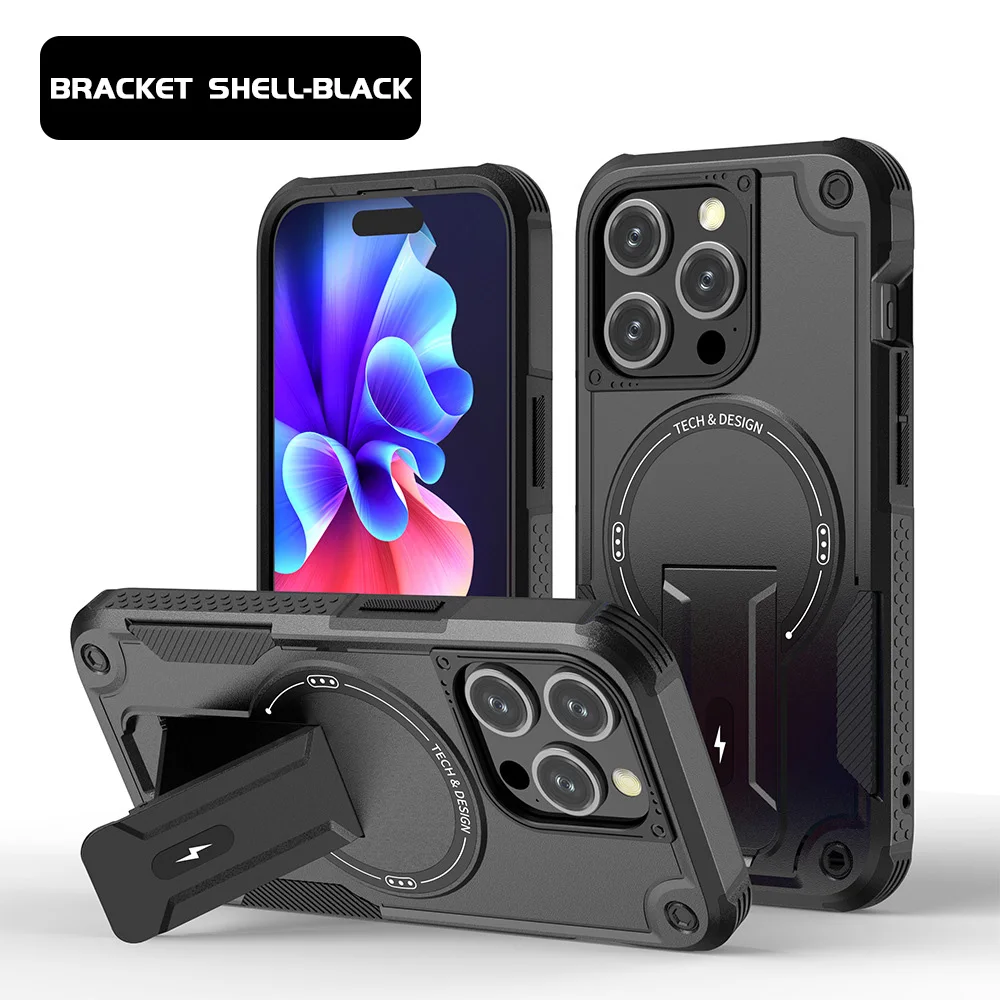 

Armor Magnetic Kickstand Phone Case For iPhone 13 11 16 Pro Max 15 14 12 16promax Wireless Charge Shockproof Funda Cover Coque