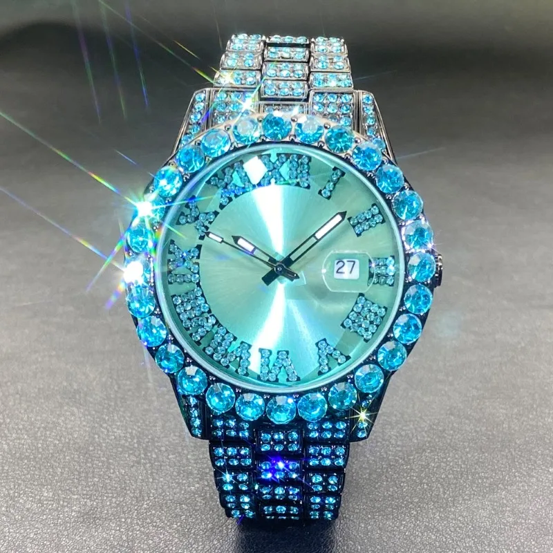 European and American fashion men's personality hip-hop style big brand Roman diamond-encrusted quartz watch men
