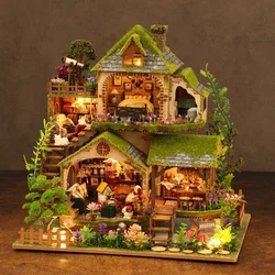 DIY Wooden Miniature Model Kit Forest Adventures Casa Doll Houses 3D Puzzle Dollhouse With Furniture for Friends Christmas Gifts