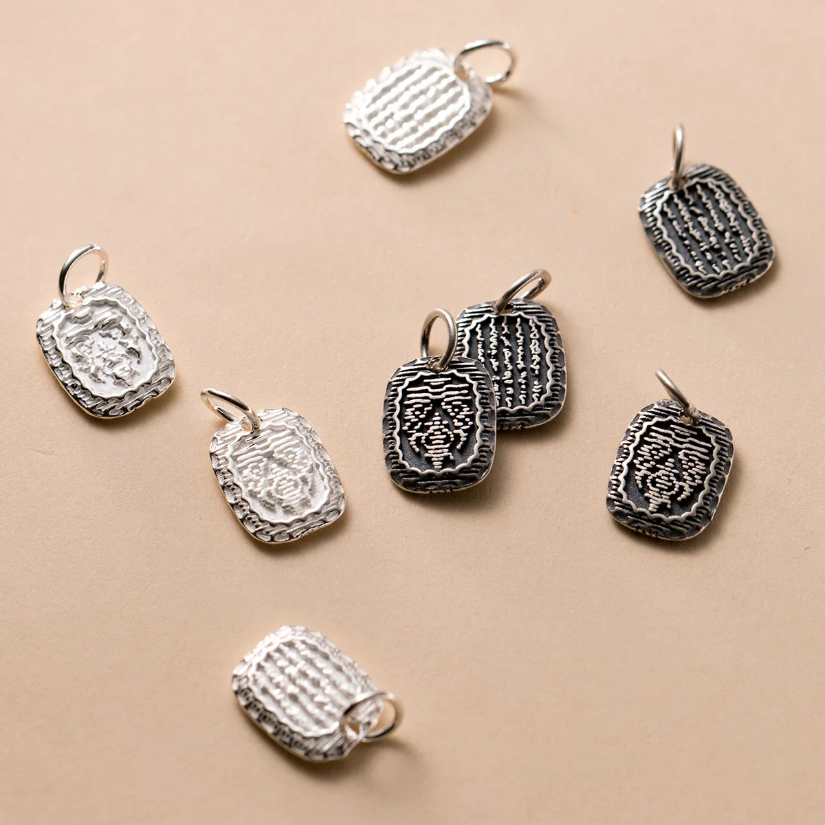 1pc/Lot 925 Sterling Silver Vintage Zaki Ram's Five Scriptures Pendants 11.5x9mm Tibetan Style Unisex Jewelry Charms DIY Crafts