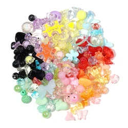 50g Acrylic Mixed Beads Heart Round Flower Shaped Loose Beads For DIY Handmade Exquisite Phone Lanyard Accessories Supplies