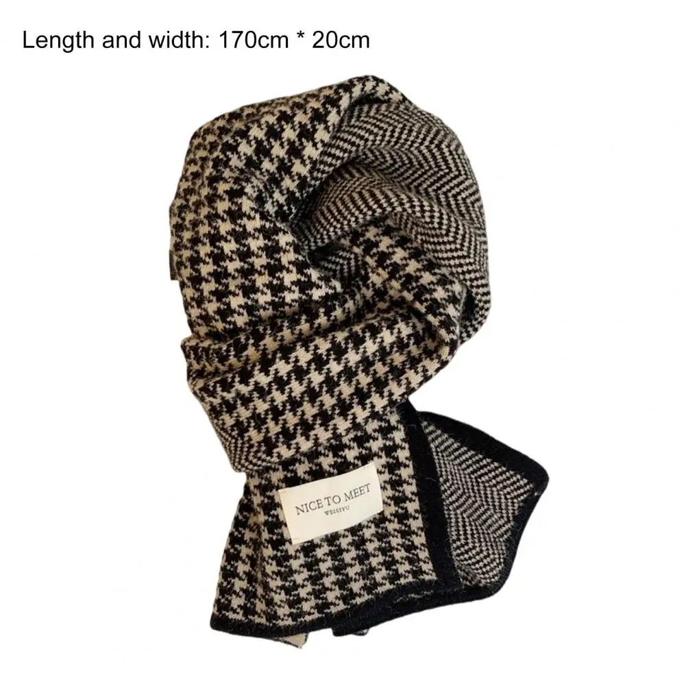 Plaid Pattern Scarf Japanese Long Style Neck Wrap Autumn Winter Scarf Thermal Insulation Knitting Scarf Daily Wear