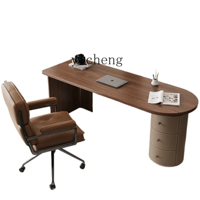 XL antique desk writing table solid wood office saddle leather computer table double living room long table