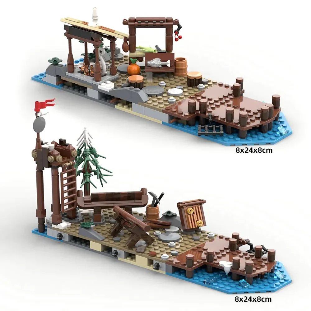 MOC Vikings Village Village Expansion Building Blocks สําหรับ 21343 ชุด 584 อิฐของเล่นไวกิ้งห้องจัดเลี้ยง Huts House ของขวัญ