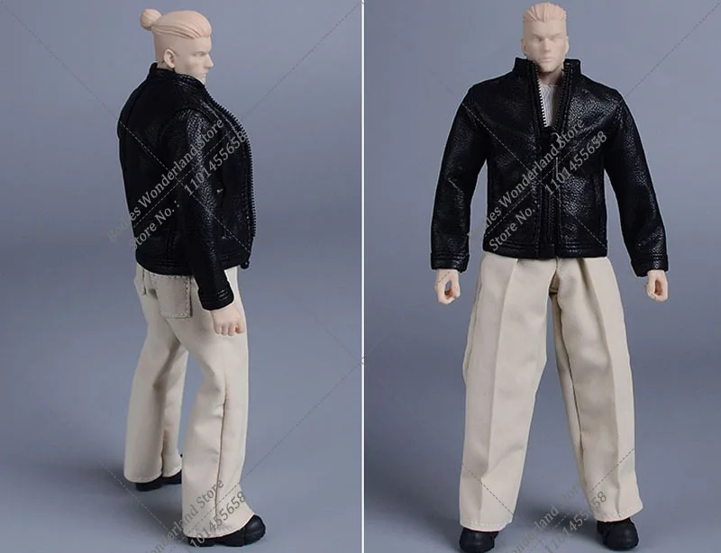 Giacca in pelle nera/marrone da uomo in scala 1/12 e pantaloni Cargo multicolori modello per modello Romankey Mezco Action Figure da 6''