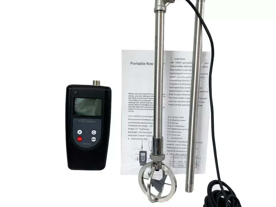 Flow Speed Meter Water Flow Rate Meter with 0.01-5.00m/s for Open Channel Flow Measurement method pole positioning measurement.