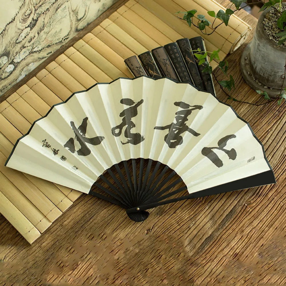 Ancient Folding Fan Chinese Scenic Spots Retro Classic Blank Fan Craft Silk Cloth Fan For Decoration Performance Gift Idea