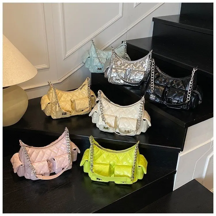 

2025 Women's Luxury Underarm Tote Bag, Genuine Leather Multi-way Chain Crossbody Purse, Vintage Quilted Large Capacity Handbag