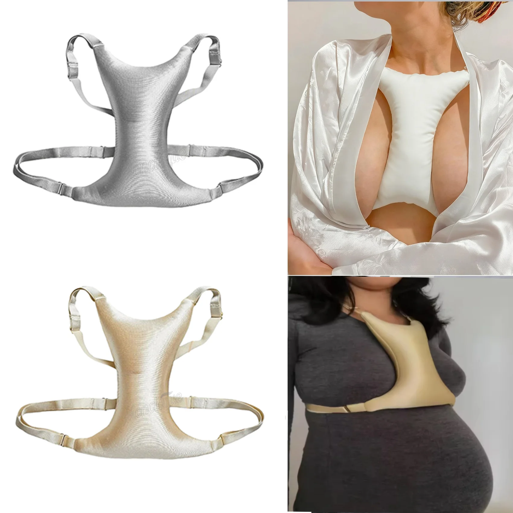 Side Sleeping Chest Anti-wrinkle Pillow Breast Support Protective Gear Soft Breathable Pads Fade Chest Lines Removable Washable